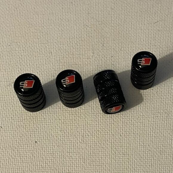 Audi S Line valve Stem caps in Black set of 4 NWT - Picture 3 of 4